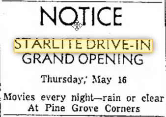 Starlite Drive-In Theatre - 1957 Ad